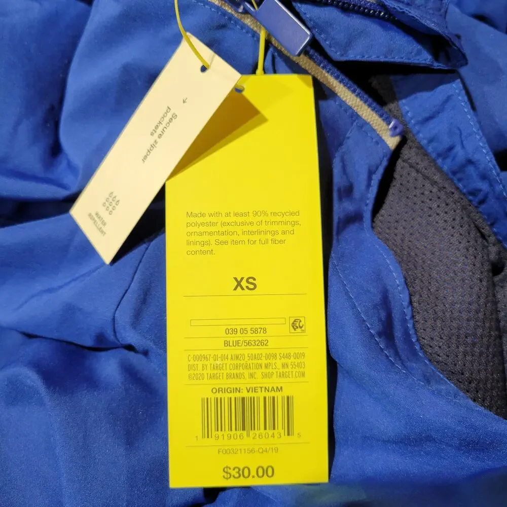 All in motion Kids Hooded Windbreaker, Blue, Size XS, NWT
